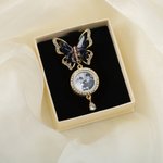 Personalised Blue and Gold Butterfly 1-3 Photos Brooch Pin Adorned with Zircon Wedding Anniversary Graduation Ceremony Birthday Gift for Newlyweds