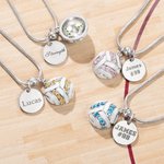 Personalized Birthstone Volleyball Pendant Necklace with Engraved Text Team Anniversary Celebration Gift for Women