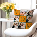 Personalised Mom Mum Title 6 Photos Soft Throw Pillow Cover Home Decor Mother's Day Birthday Gift for Mom