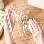 Personalised Cross Bible Quotes Clear Bookend Vase with Name Aesthetic Room Decor Baptism Birthday Gift for Women Christians Book Lovers