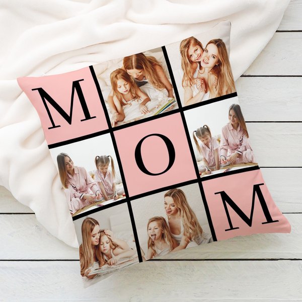 Personalised Mom Mum Title 6 Photos Soft Throw Pillow Cover Home Decor Mother's Day Birthday Gift for Mom