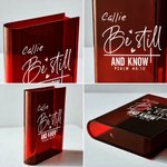 Personalised Cross Bible Quotes Clear Bookend Vase with Name Aesthetic Room Decor Baptism Birthday Gift for Women Christians Book Lovers