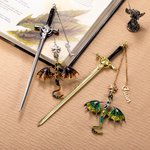 Marcapáginas personalizado con nombre perlas y espada de dragón accesorio de lectura regalo de cumpleaños para lectores y amantes de los libros