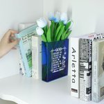 Personalised Cross Bible Quotes Clear Bookend Vase with Name Aesthetic Room Decor Baptism Birthday Gift for Women Christians Book Lovers