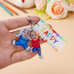 Henkilökohtainen Funny 1-4 Lasten Face Photo Cartoon Akryyli avaimenperä nimi ja isä Tag Isänpäivä Syntymäpäivä lahja isä perheelle