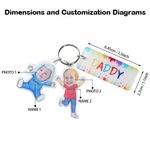 Henkilökohtainen Funny 1-4 Lasten Face Photo Cartoon Akryyli avaimenperä nimi ja isä Tag Isänpäivä Syntymäpäivä lahja isä perheelle