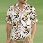 Personalised Face Photo Golf Elements Hawaiian Style Short-Sleeved Shirt Funny Anniversary Birthday Gift for Golf Players