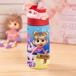 Personalisierte Meer Tier niedlich 3D Tauchen Kind 12 oz isolierte Wasserflasche mit Namen und Stroh zurück zu Schule Geburtstag Geschenk für Jungen Mädchen
