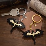 Personalized Black and Golden Dragons Rider Dust Plug Keychain Bookmark Set with Initial Pendant Birthday Gift for Fantasy Book Lovers Bookworms