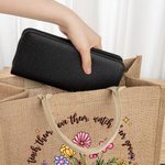 Personalizzato Matita Libri Fiori Juta Tote Bag con nome Grande stoccaggio Viaggio Accessorio Festa Compleanno Regalo per le donne