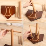 Personalized Baseball Softball Wooden Necklace Ring Holder with Engraved Name and Number Birthday Game Day Team Gift for Sport Lovers