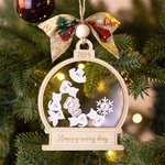 Flocon de Neige Personnalisé Chien Chat Ange 3D Globe de Neige en bois avec 1-10 Noms Année Texte Cadeau de Noël pour Famille Amis