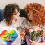 Personalized Together Since Many Years Rainbow Cartoon Character Heart Building Brick Puzzles with Name Home Decor Valentine's Day Gift for Couple