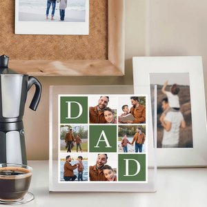 Personalised Dad Mom 6 Photos Collage Multicolor Square Acrylic Plaque Desk Decor Father's Day Mother's Day Gift for Family
