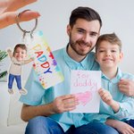 Henkilökohtainen Funny 1-4 Lasten Face Photo Cartoon Akryyli avaimenperä nimi ja isä Tag Isänpäivä Syntymäpäivä lahja isä perheelle