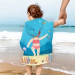 Toalla de playa con capucha personalizada con foto de cara personaje de dibujos animados de buceo regalo de vacaciones en la piscina para niños