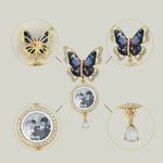 Personalised Blue and Gold Butterfly 1-3 Photos Brooch Pin Adorned with Zircon Wedding Anniversary Graduation Ceremony Birthday Gift for Newlyweds