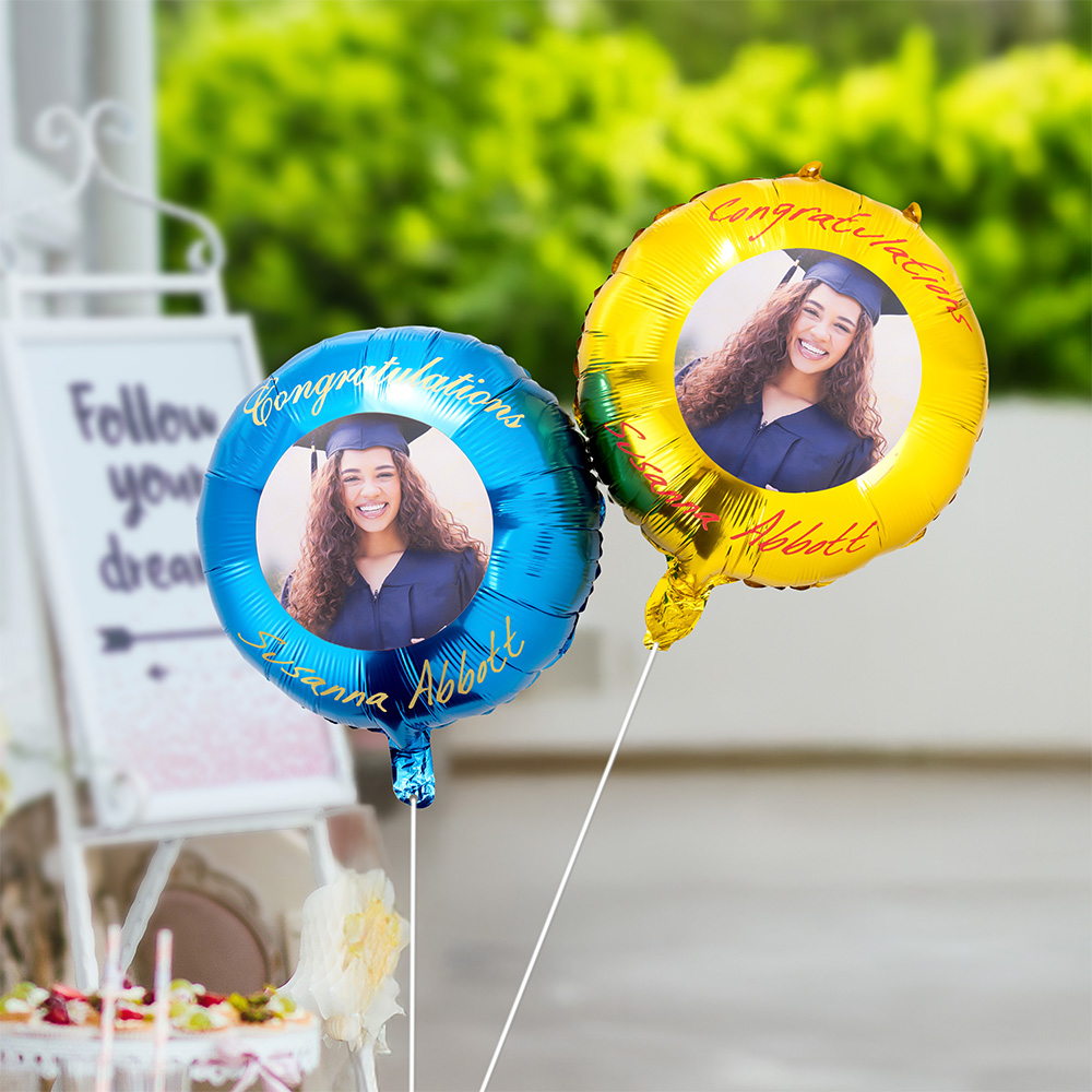 Lot de 2 ballons gonflables à l'hélium de qualité avec texte pour photos personnalisées Fournitures de fête Cadeau de cérémonie de remise de diplôme pour les diplômés