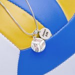 Personalized Birthstone Volleyball Pendant Necklace with Engraved Text Team Anniversary Celebration Gift for Women