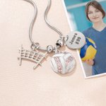 Personalized Birthstone Volleyball Pendant Necklace with Engraved Text Team Anniversary Celebration Gift for Women