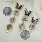 Personalised Blue and Gold Butterfly 1-3 Photos Brooch Pin Adorned with Zircon Wedding Anniversary Graduation Ceremony Birthday Gift for Newlyweds