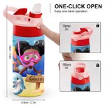 Personalisierte Meer Tier niedlich 3D Tauchen Kind 12 oz isolierte Wasserflasche mit Namen und Stroh zurück zu Schule Geburtstag Geschenk für Jungen Mädchen