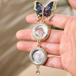 Personalised Blue and Gold Butterfly 1-3 Photos Brooch Pin Adorned with Zircon Wedding Anniversary Graduation Ceremony Birthday Gift for Newlyweds