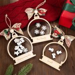 Flocon de Neige Personnalisé Chien Chat Ange 3D Globe de Neige en bois avec 1-10 Noms Année Texte Cadeau de Noël pour Famille Amis