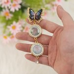 Personalised Blue and Gold Butterfly 1-3 Photos Brooch Pin Adorned with Zircon Wedding Anniversary Graduation Ceremony Birthday Gift for Newlyweds