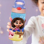 Personalisierte Meer Tier niedlich 3D Tauchen Kind 12 oz isolierte Wasserflasche mit Namen und Stroh zurück zu Schule Geburtstag Geschenk für Jungen Mädchen