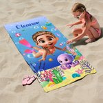 Henkilökohtainen söpö 3D Sukellus Kid Merieläinten nopea kuivuminen pehmeä ylisuuri rantapyyhe nimellä Kesäloma Beach Party Syntymäpäivälahja pojille tytöille
