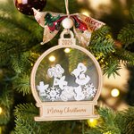 Flocon de Neige Personnalisé Chien Chat Ange 3D Globe de Neige en bois avec 1-10 Noms Année Texte Cadeau de Noël pour Famille Amis