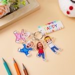 Henkilökohtainen Funny 1-4 Lasten Face Photo Cartoon Akryyli avaimenperä nimi ja isä Tag Isänpäivä Syntymäpäivä lahja isä perheelle