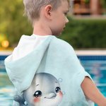 Personalized Cute Marine Animals Quick Dry Kid Hooded Beach Towel with Name Travel Essentials Summer Vacation Birthday Gift for Boys Girls
