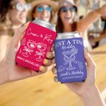 Personalised Wine Glasses Bouquet Crown Cake Beer Can Cooler Sleeve with Name Birthday Party Gift for Friends Beer Lovers Women