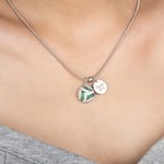 Personalized Birthstone Volleyball Pendant Necklace with Engraved Text Team Anniversary Celebration Gift for Women