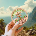 Gepersonaliseerd avontuur Wegwijzers Bloem Acryl Hang Ornament met Jaar en Reisbestemmingen Kerst Verjaardag Gift voor Travel Adventure Lovers