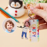 Henkilökohtainen Funny 1-4 Lasten Face Photo Cartoon Akryyli avaimenperä nimi ja isä Tag Isänpäivä Syntymäpäivä lahja isä perheelle