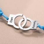 Personalized Unisex Police Handcuff Interlocking Infinity Adjustable Bracelet with Engraved Names Birthday Valentine's Day Police Day Gift for Couples