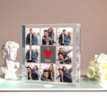 Personalised Heart I Love You 8 Photos Collage Square Acrylic Plaque Desk Decor Valentine's Day Anniversary Gift for Couple
