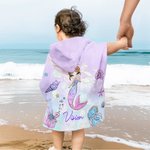 Personalised Fantasy Mermaid Soft Hooded Beach Towel with Name Summer Holiday Travel Beach Party Accessory Birthday Gift for Girls