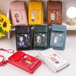 Cartera de cuero PU personalizada con personaje de dibujos animados flor de nacimiento nombre y compartimentos regalo de cumpleaños