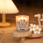 Henkilökohtainen lemmikkieläinten jalanjäljet Photo LED-kynttiläpurkki, jossa on nimi Memorial Condolence Sympathy Pet Loss Lahja lemmikkieläinten omistajille