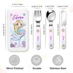 Gepersonaliseerd fantasie zeemeermin kinderservies lepel mes 3 delige bestekset met etui en naam verjaardagscadeau voor kinderen oceaan liefhebbers