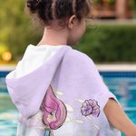 Personalised Fantasy Mermaid Soft Hooded Beach Towel with Name Summer Holiday Travel Beach Party Accessory Birthday Gift for Girls