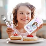 Gepersonaliseerd fantasie zeemeermin kinderservies lepel mes 3 delige bestekset met etui en naam verjaardagscadeau voor kinderen oceaan liefhebbers