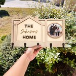 Porte-clés personnalisé avec photo du visage de l'animal de compagnie et nom gravé Cadeau de pendaison de crémaillère pour chat, chien et famille