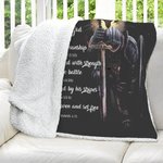 Personalisierte Löwe Kreuz Bibelvers weiche Decke mit Namen Home Decor Geburtstag Taufe Geschenk für Männer Christen