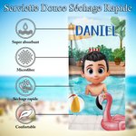 Serviette de Plage Personnalisée avec Personnage Dessin Animé 3D et Nom Cadeau Anniversaire Vacances Piscine pour Garçons Filles
