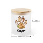Henkilökohtainen lemmikkieläinten jalanjäljet Photo LED-kynttiläpurkki, jossa on nimi Memorial Condolence Sympathy Pet Loss Lahja lemmikkieläinten omistajille